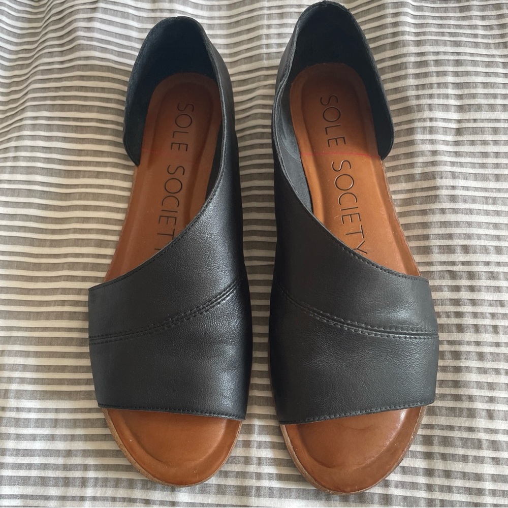 Sole Society Black and Tan Sandals